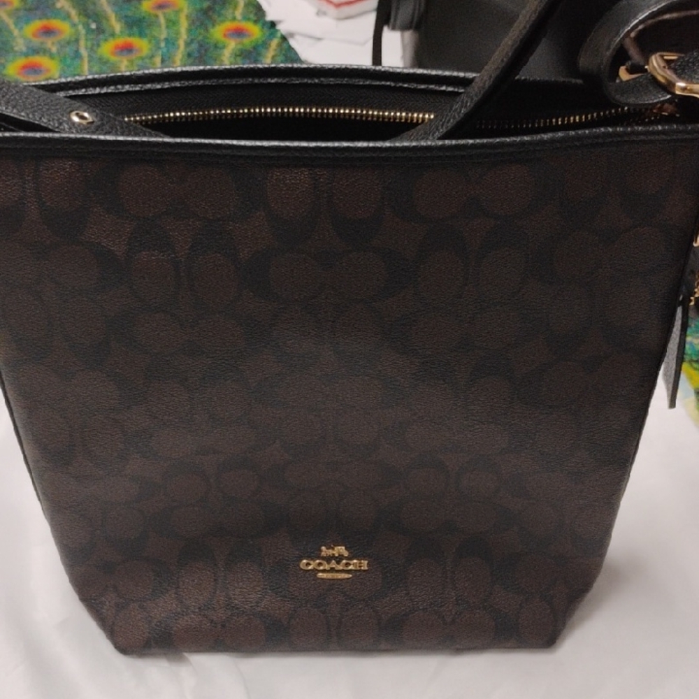 NWT Coach Brown and Black Val Signature Duffle